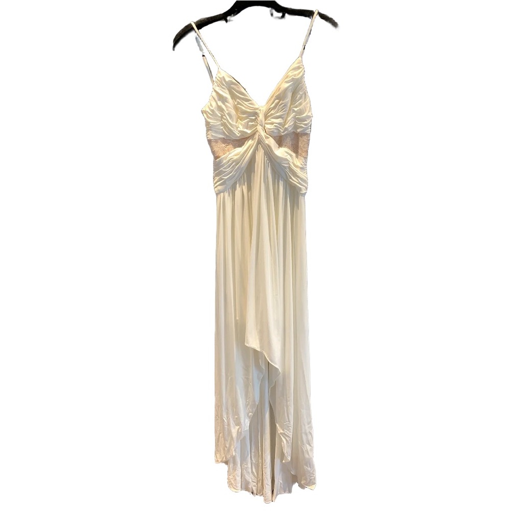 Max and Cleo Sophia White Ruched High-Low Maxi Dress Size 10 - Picture 2 of 12